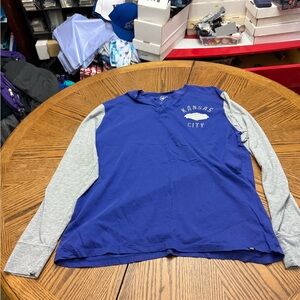 47 Kansas City BLVD Beer Two-Tone Long Sleeve Tee - Royal Blue/Grey